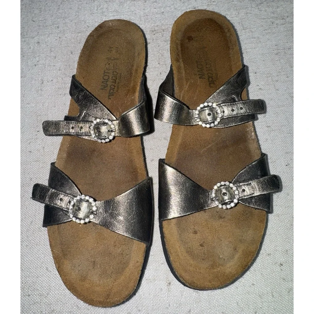 NAOT Metallic Leather‎ Kate Footbed Adjustable Sandals US Women's Sz 10 EU 41